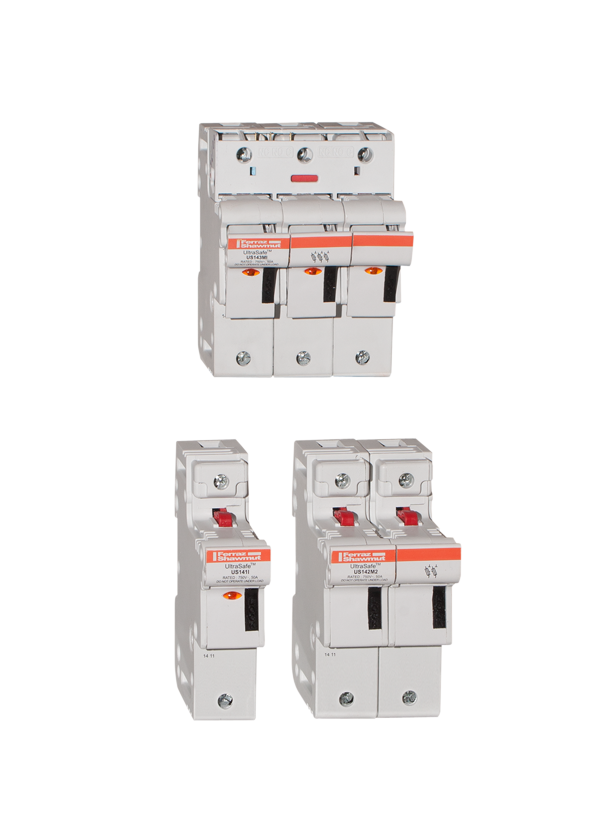 Y331152 - modular fuse holder,UL, 3P+N, 14x51, DIN rail mounting, 1 microswitch